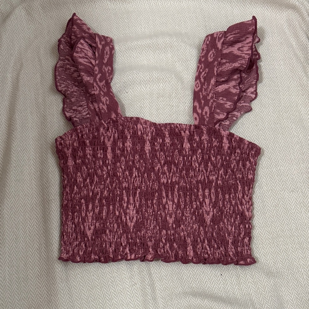 Elegant Pink and mauve Ruffled Women's Top